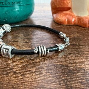 Black Leather Pandora Bracelet Rare (bracelet only)